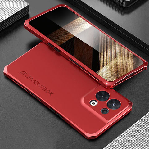 Custodia Lusso Alluminio Cover 360 Gradi per Xiaomi Redmi Note 13 5G Rosso