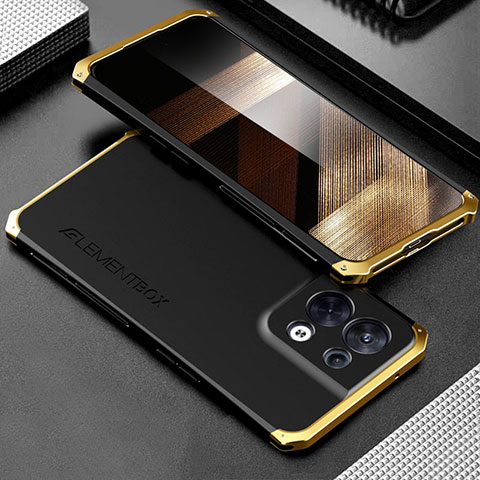 Custodia Lusso Alluminio Cover 360 Gradi per Xiaomi Redmi Note 13 Pro 5G Oro e Nero