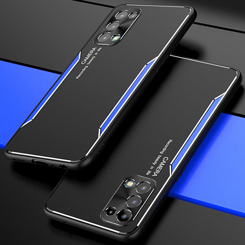 Custodia Lusso Alluminio Cover M01 per Oppo Reno5 Pro 5G Blu