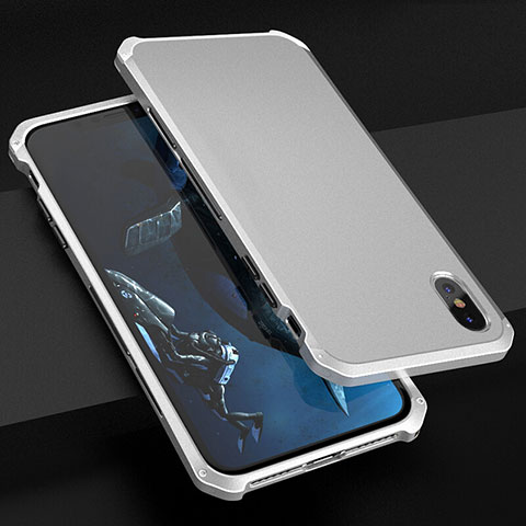 Custodia Lusso Alluminio Cover per Apple iPhone X Argento