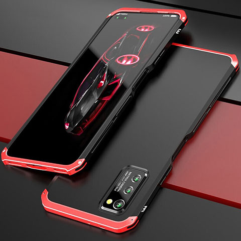 Custodia Lusso Alluminio Cover per Huawei Honor V30 5G Rosso e Nero