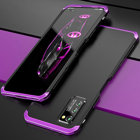 Custodia Lusso Alluminio Cover per Huawei Honor V30 5G Viola e Nero