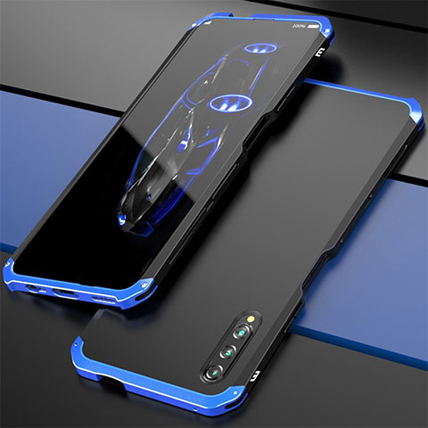 Custodia Lusso Alluminio Cover per Huawei P Smart Pro (2019) Blu e Nero