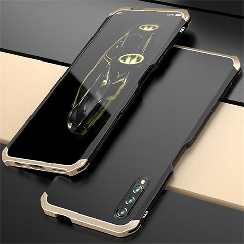 Custodia Lusso Alluminio Cover per Huawei P Smart Pro (2019) Oro e Nero