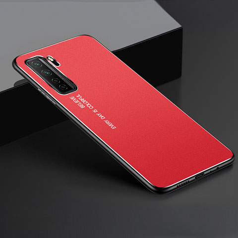 Custodia Lusso Alluminio Cover per Huawei P40 Lite 5G Rosso