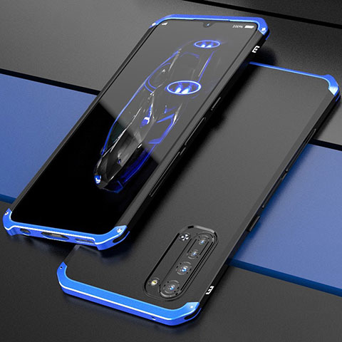 Custodia Lusso Alluminio Cover per Oppo K7 5G Blu e Nero