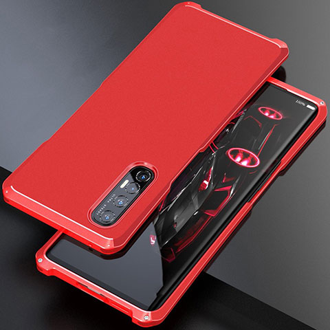 Custodia Lusso Alluminio Cover per Oppo Reno3 Pro Rosso