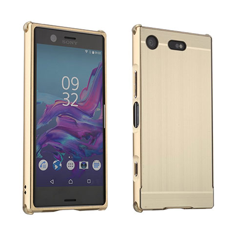 Custodia Lusso Alluminio Cover per Sony Xperia XZ1 Compact Oro