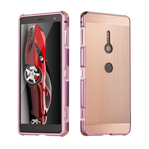 Custodia Lusso Alluminio Cover per Sony Xperia XZ2 Oro Rosa