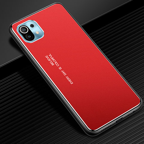 Custodia Lusso Alluminio Cover per Xiaomi Mi 11 5G Rosso