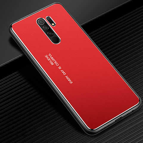 Custodia Lusso Alluminio Cover per Xiaomi Redmi 9 Prime India Rosso