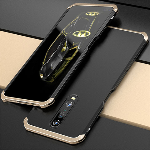 Custodia Lusso Alluminio Cover per Xiaomi Redmi K30 4G Oro e Nero