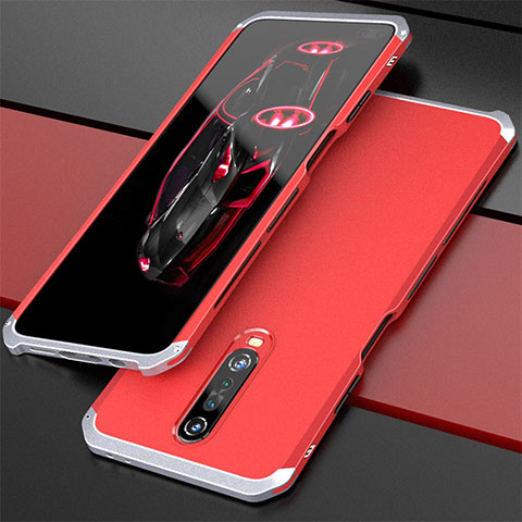 Custodia Lusso Alluminio Cover per Xiaomi Redmi K30i 5G Argento e Rosso