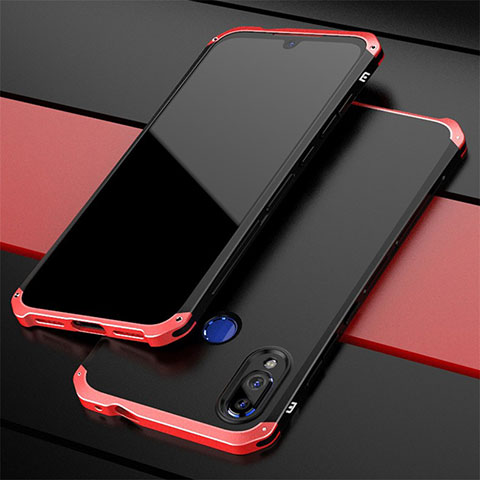 Custodia Lusso Alluminio Cover per Xiaomi Redmi Note 7 Pro Rosso e Nero