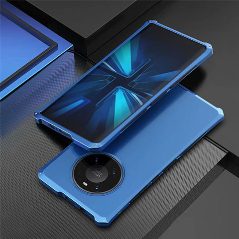 Custodia Lusso Alluminio Cover T01 per Huawei Mate 40 Pro Blu