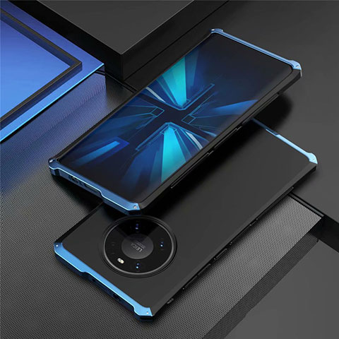 Custodia Lusso Alluminio Cover T01 per Huawei Mate 40E Pro 4G Blu e Nero