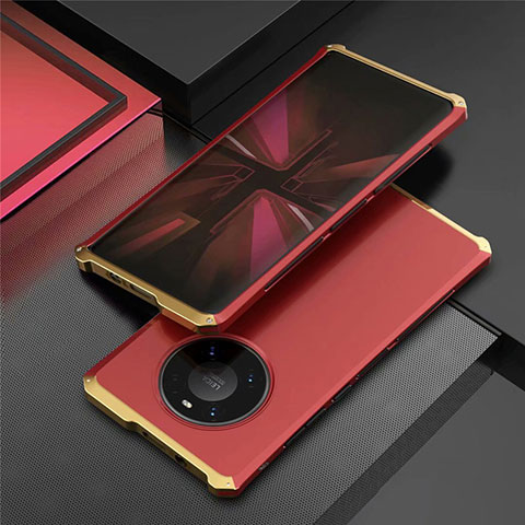 Custodia Lusso Alluminio Cover T01 per Huawei Mate 40E Pro 5G Oro e Rosso