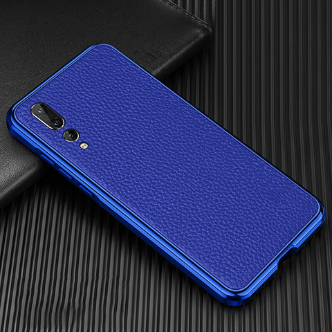 Custodia Lusso Alluminio Cover T01 per Huawei P20 Pro Blu