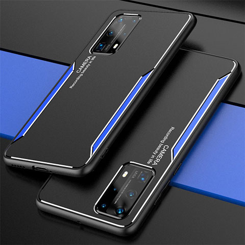 Custodia Lusso Alluminio Cover T01 per Huawei P40 Pro+ Plus Blu