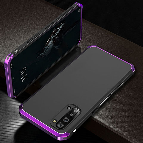 Custodia Lusso Alluminio Cover T01 per Oppo F15 Viola