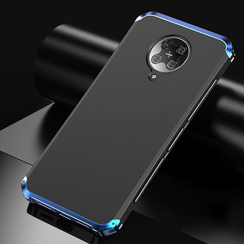 Custodia Lusso Alluminio Cover T01 per Xiaomi Poco F2 Pro Blu e Nero