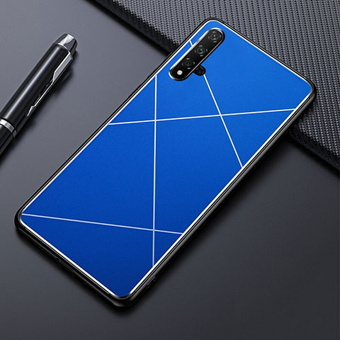 Custodia Lusso Alluminio Cover T02 per Huawei Honor 20 Blu