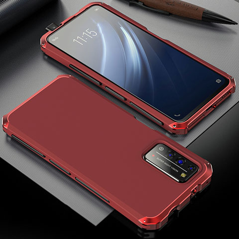 Custodia Lusso Alluminio Cover T02 per Huawei Honor X10 5G Rosso