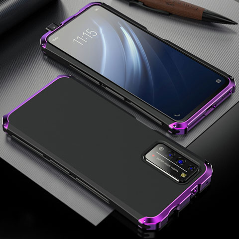 Custodia Lusso Alluminio Cover T02 per Huawei Honor X10 5G Viola