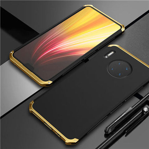 Custodia Lusso Alluminio Cover T02 per Huawei Mate 30 Oro e Nero