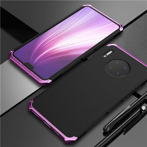 Custodia Lusso Alluminio Cover T02 per Huawei Mate 30 Pro Viola e Nero