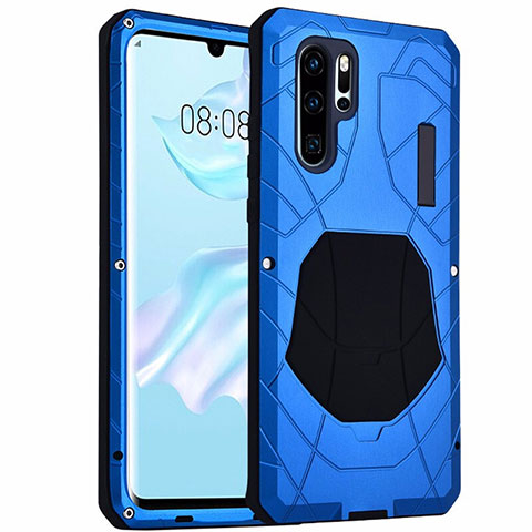 Custodia Lusso Alluminio Cover T02 per Huawei P30 Pro New Edition Blu