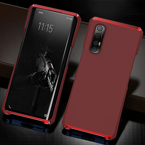 Custodia Lusso Alluminio Cover T02 per Oppo Find X2 Neo Rosso