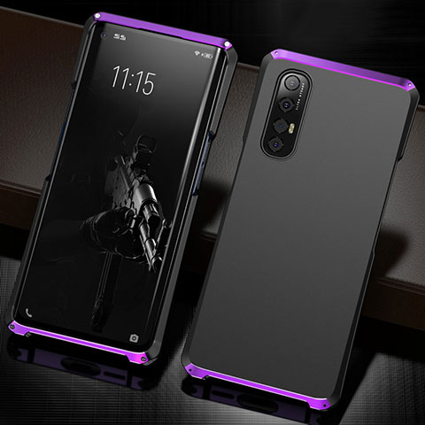 Custodia Lusso Alluminio Cover T02 per Oppo Reno3 Pro Viola