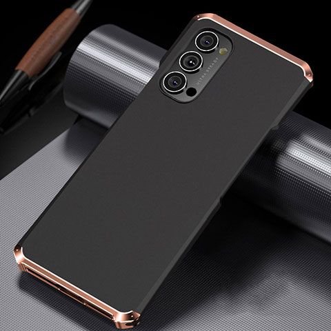 Custodia Lusso Alluminio Cover T02 per Oppo Reno4 5G Oro e Nero