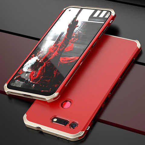 Custodia Lusso Alluminio Cover T03 per Huawei Honor V20 Oro e Rosso