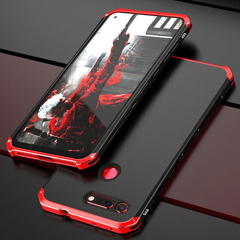 Custodia Lusso Alluminio Cover T03 per Huawei Honor V20 Rosso e Nero