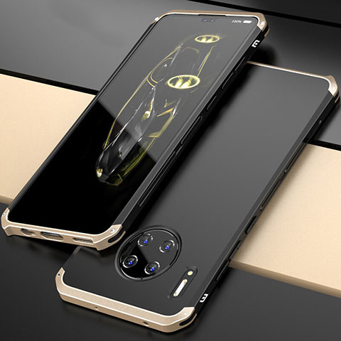 Custodia Lusso Alluminio Cover T03 per Huawei Mate 30 5G Oro e Nero