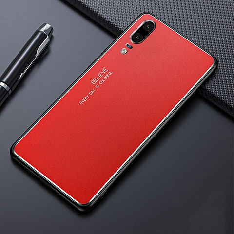 Custodia Lusso Alluminio Cover T03 per Huawei P20 Rosso