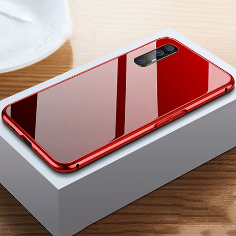 Custodia Lusso Alluminio Cover T03 per Oppo Reno3 Pro Rosso e Nero