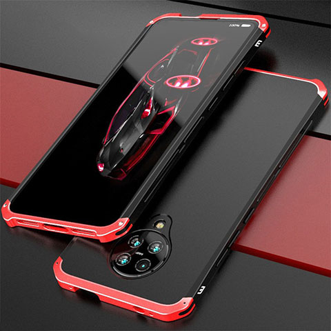 Custodia Lusso Alluminio Cover T03 per Xiaomi Redmi K30 Pro Zoom Rosso e Nero