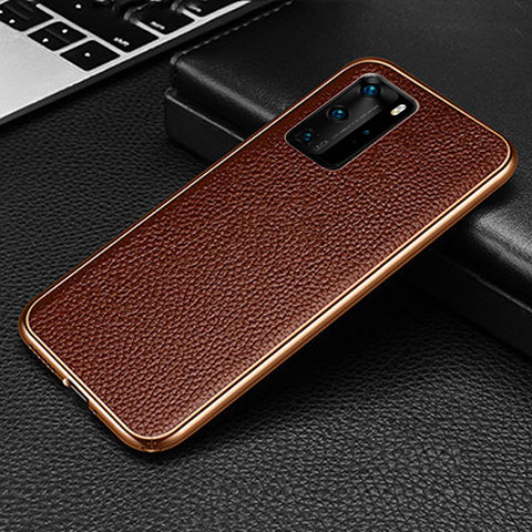 Custodia Lusso Alluminio Cover T04 per Huawei P40 Pro Marrone