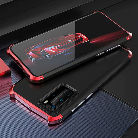 Custodia Lusso Alluminio Cover T05 per Huawei P40 Pro Rosso