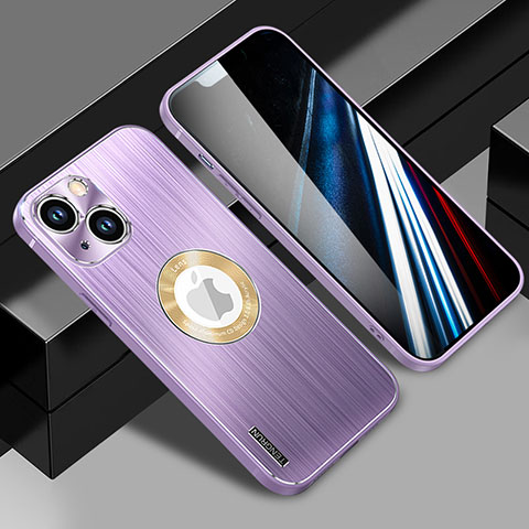 Custodia Lusso Alluminio e Silicone Laterale Cover con Mag-Safe Magnetic JL1 per Apple iPhone 13 Viola