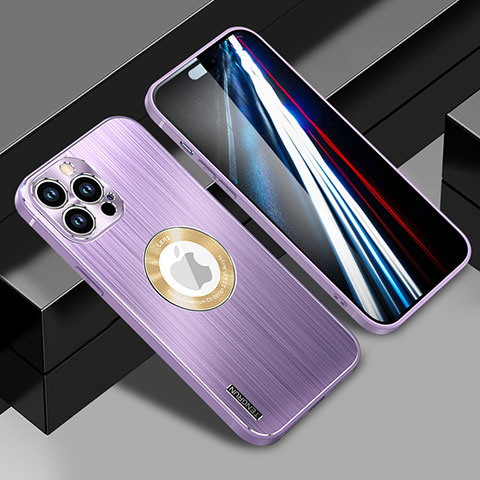 Custodia Lusso Alluminio e Silicone Laterale Cover con Mag-Safe Magnetic JL1 per Apple iPhone 14 Pro Viola