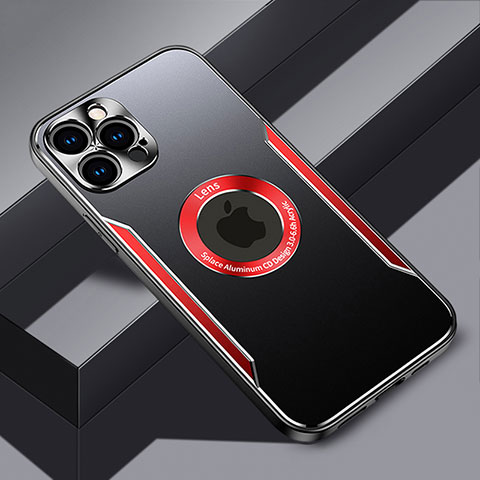 Custodia Lusso Alluminio e Silicone Laterale Cover con Mag-Safe Magnetic JL3 per Apple iPhone 15 Pro Max Rosso