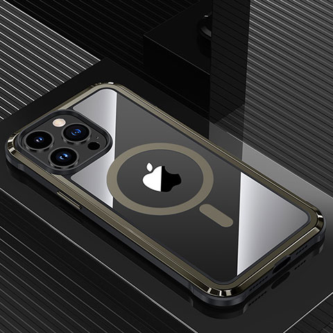 Custodia Lusso Alluminio e Silicone Laterale Cover con Mag-Safe Magnetic QC1 per Apple iPhone 14 Pro Max Nero