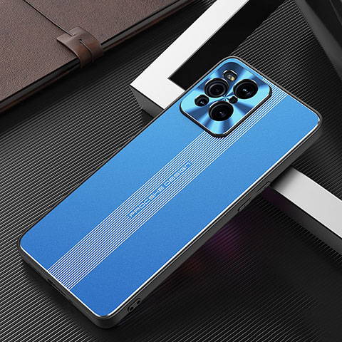 Custodia Lusso Alluminio e Silicone Laterale Cover J01 per Oppo Find X3 5G Blu