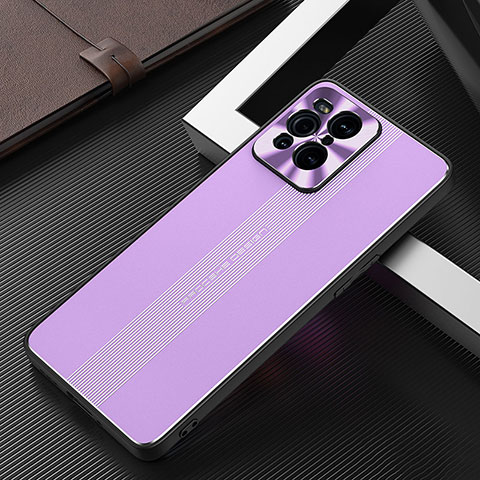 Custodia Lusso Alluminio e Silicone Laterale Cover J01 per Oppo Find X3 5G Viola