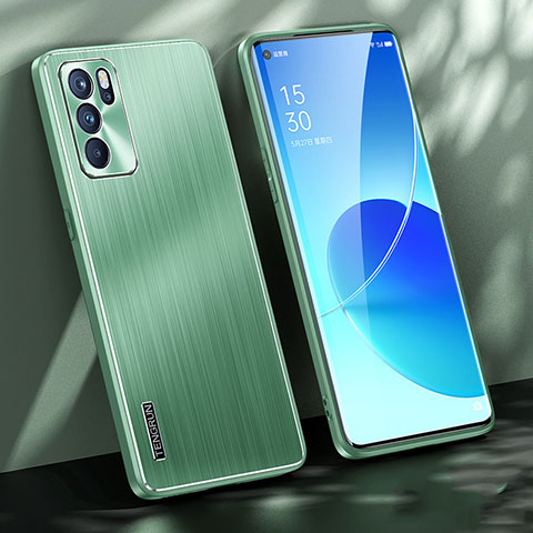 Custodia Lusso Alluminio e Silicone Laterale Cover J01 per Oppo Reno6 Pro 5G India Verde