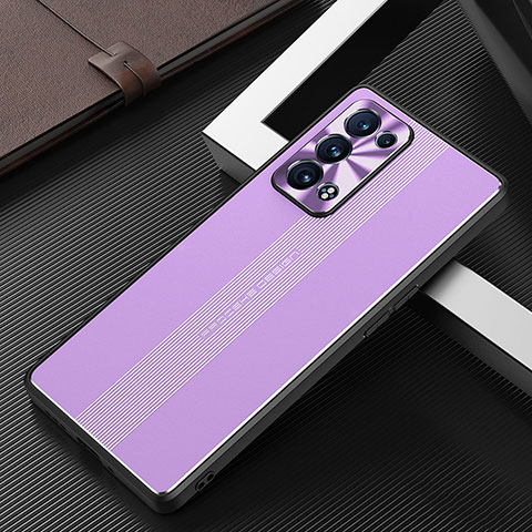 Custodia Lusso Alluminio e Silicone Laterale Cover J02 per Oppo Reno6 Pro 5G Viola